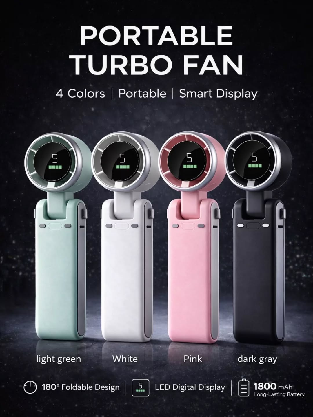 Portable Handheld Foldable Mini Turbo Fan – 1800mAh